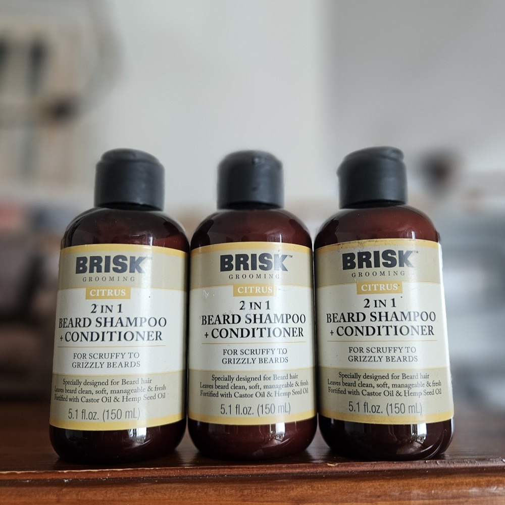 NEW Brisk Beard Grooming Shampoo Tea Tree & Cedarwood 5.1 oz Lot of 3